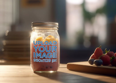 AI-Generated Mockup Featuring a Mason Jar With a Drink m33554