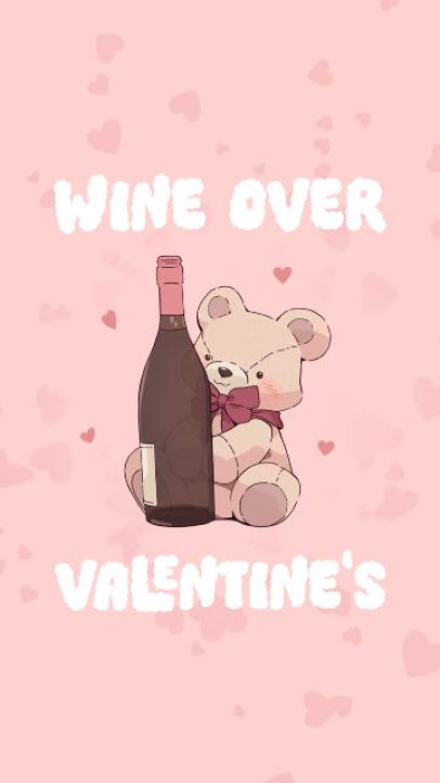 Valentine's-Themed Instagram Story Video Maker with a Teddy Bear and a Wine Bottle Illustration 7448