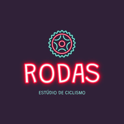 Logo Generator Featuring a Neon Wheel Graphic for a Cycling Fitness Center
