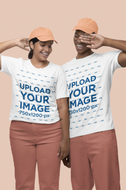 Bella Canvas T-Shirt Mockup of a Man and a Woman in Gender Neutral Outfits