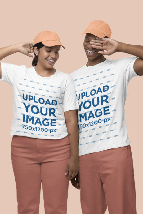 Bella Canvas T-Shirt Mockup of a Man and a Woman in Gender Neutral Outfits