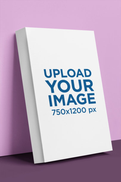 Mockup of a Canvas Frame Leaning Against a Colorful Wall