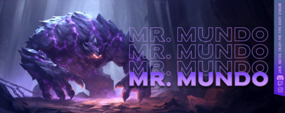 Twitch Profile Banner Template With a Monster Graphic Inspired by League of Legends ED-6748c