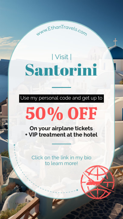 Instagram Story Template Featuring a Promo Discount for Travelling 6252c