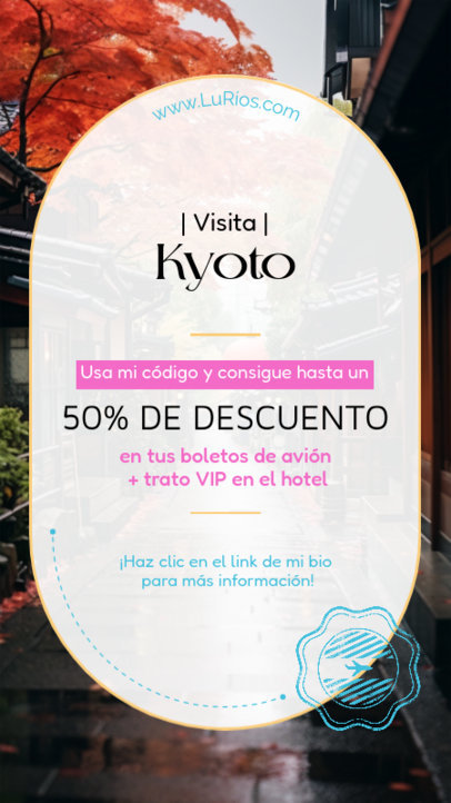 Influencer Instagram Story Generator Featuring a Travel Promo Code 6252e