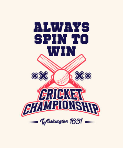 T-Shirt Design Maker Featuring Illustrated Cricket Gear for a Championship