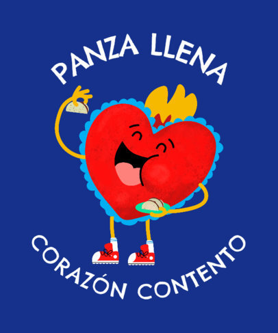 T-Shirt Design Generator With a Cartoonish Heart Eating Tacos 201j-6129