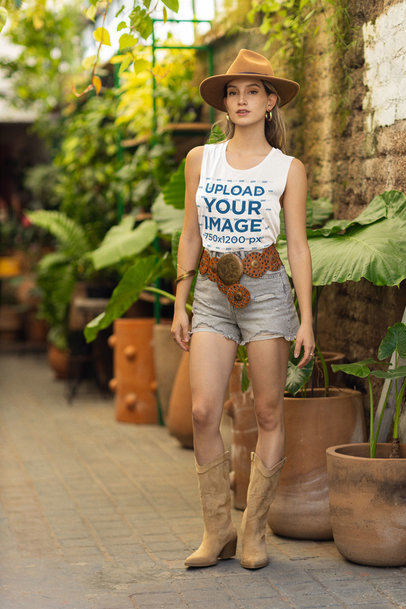 Bella Canvas Tank Top Mockup of a Woman With a Boho-Themed Style