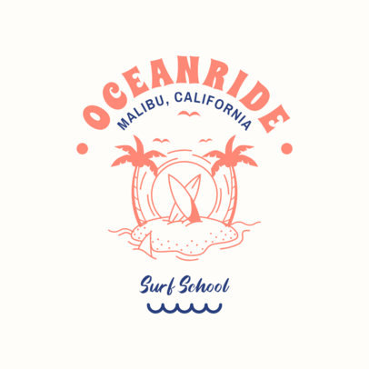 Surf School Logo Generator Featuring Tropical Graphics