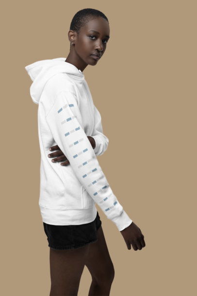 Mockup of a Woman with Short Hair Wearing a Cotton Heritage Hoodie