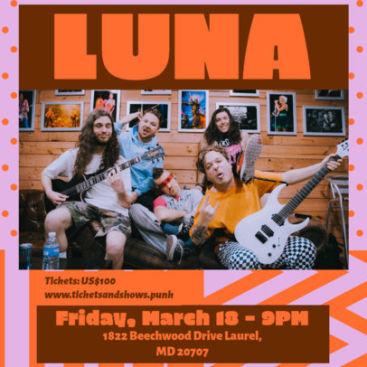 Instagram Post Maker to Promote a Live Concert From a Band 6121