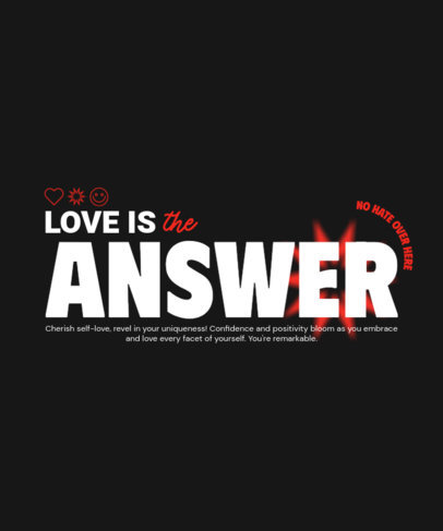 T-Shirt Design Template with a Quote About Love