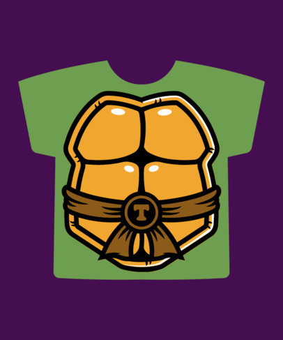 Illustrated T-Shirt Design Template Inspired by The Ninja Mutant Turtles 6225g