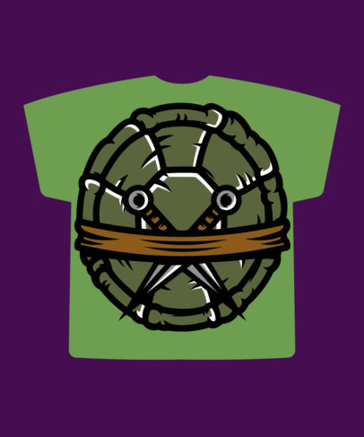 Back Illustrated T-Shirt Design Template Inspired by The Ninja Mutant Turtles