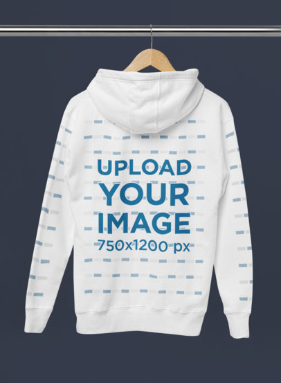 Back-View Mockup of a Cotton Heritage Hoodie Placed on a Hanger