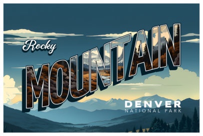 Postcard Design Generator with an Illustration of Denver's Rocky Mountains 6762h