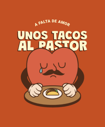 T-Shirt Design Maker With a Broken Heart Graphic and a Tacos Theme