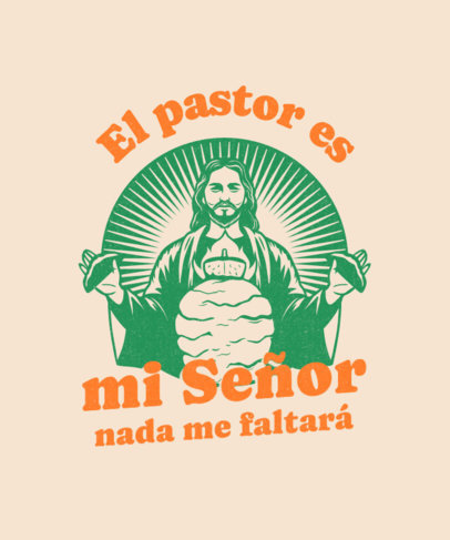 T-Shirt Design Maker Featuring a Jesus Graphic With a Funny Mexican Quote