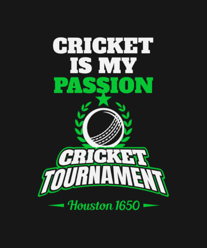 T-Shirt Design Template with Bold Fonts for a Cricket Tournament
