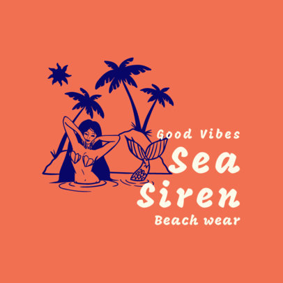 Beachwear Shop Logo Generator Featuring an Illustrated Mermaid