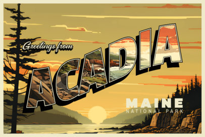 Postcard Design Maker Featuring a Maine National Park Illustration 6762b