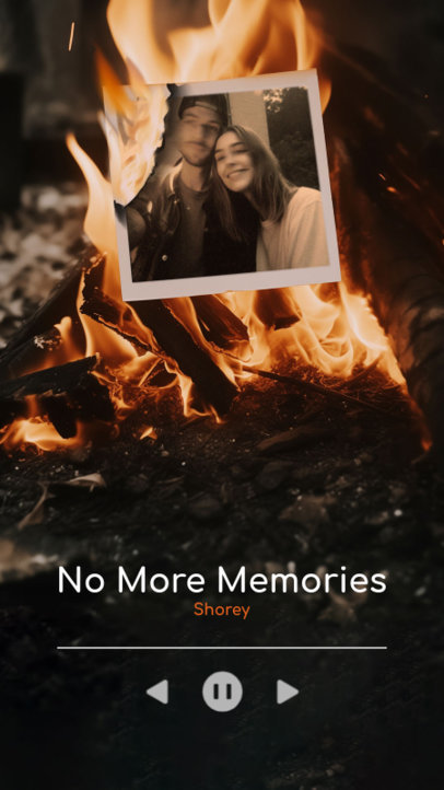 Instagram Story Creator for Spotify Musicians with a Burning Picture in a Bonfire 