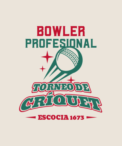 T-Shirt Design Creator for a Tournament Featuring a Shooting Cricket Ball