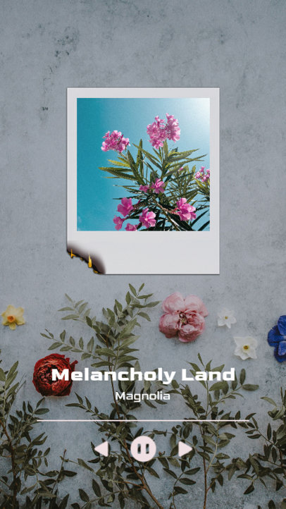 Instagram Story Template for Spotify Artists Featuring a Burning Picture of Flowers