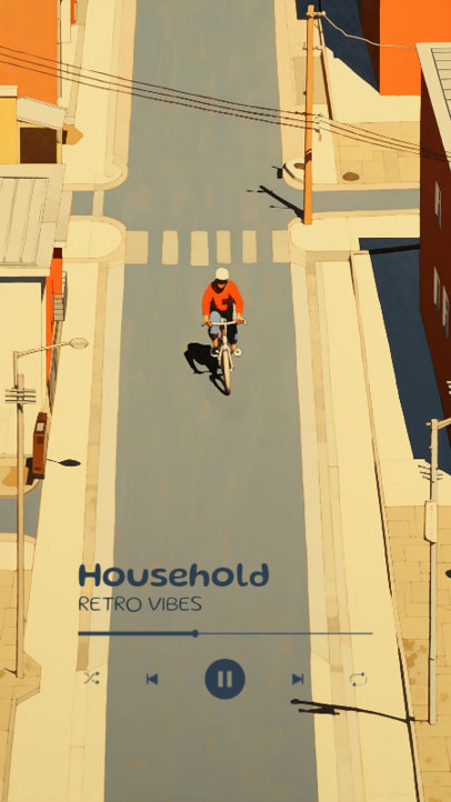 Instagram Story Creator Featuring an Illustrated Street with a Cyclist 6120k