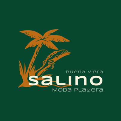 Online Logo Template with a Palm Tree for a Beachwear Store