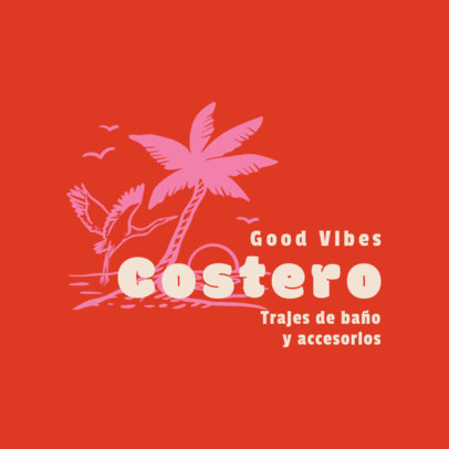 Beachwear Brand Logo Generator Featuring an Illustrated Palm Tree