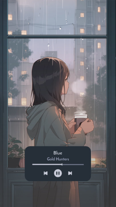 Instagram Story Creator Featuring an Anime Girl Illustration Drinking Coffee 6126k
