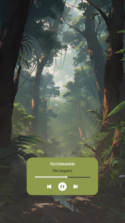 Instagram Story Generator Featuring a Jungle Illustration with Music Player Buttons-Style Icons
