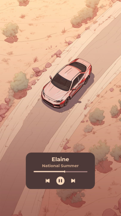 Instagram Story Creator with an Illustrated Car and Music Player Icons for Artists