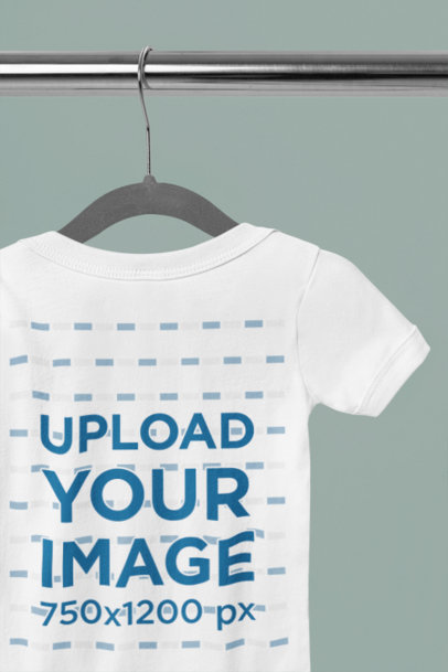 Back-View Mockup of a Baby Onesie Placed on a Hanger