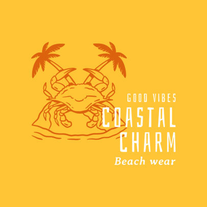 Beachwear Store Logo Template Featuring an Illustrated Crab