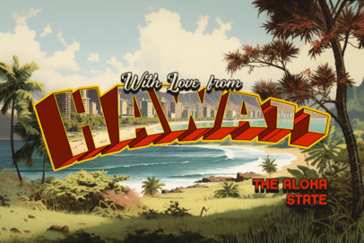 Postcard Design Generator with a Hawaiian Beach Background Illustration 6760c