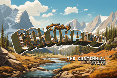 Postcard Design Maker Featuring Illustrated Mountains from Colorado 6760e