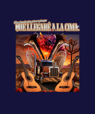 T-Shirt Design Maker Featuring a Trailer with Musical Instruments for a Mexican Band