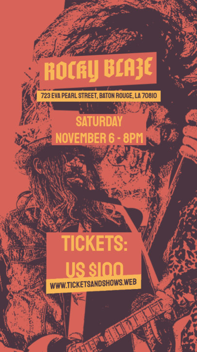 Instagram Story Template with a High-Contrast Picture of a Guitarist for a Rock Concert 6124b