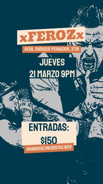 Instagram Story Maker to Promote a Heavy Metal Concert Featuring a High Contrast Background 6124d