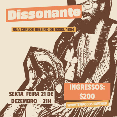 Instagram Post Generator Featuring a Cut-Out Picture of a Musician to Promote a Concert 6124c