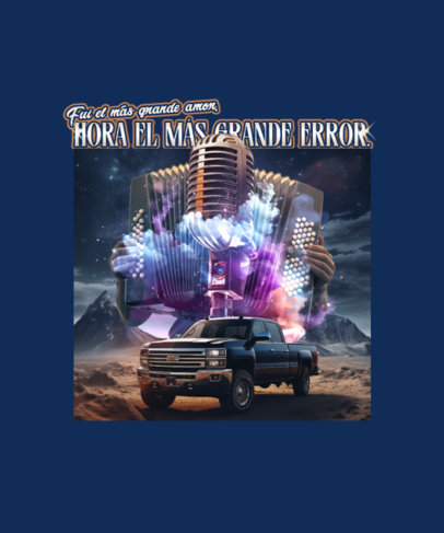 T-Shirt Design Maker Featuring a Pick-Up Truck Illustration for a Mexican Corridos Band  6249l