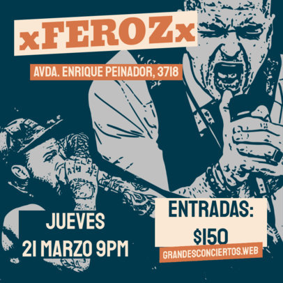 Instagram Post Maker Featuring a Picture of a Singer to Promote an Upcoming Concert 6124d