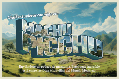 Postcard Design Generator with an Illustration of Machu Picchu 6764a