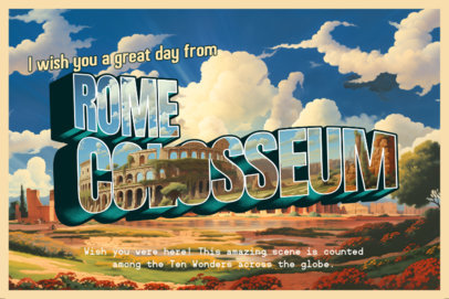 Postcard Design Creator Featuring an Illustration of Rome Colosseum 6764c