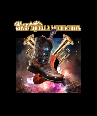 T-Shirt Design Template with a Mexican Cowboy Boot Graphic for a Mexican Band