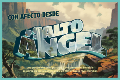 Postcard Design Maker with an Illustration of Salto Angel's Waterfall 6764d