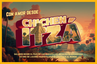 Postcard Design Generator with an Illustration of Chichen Itza Pyramids 6764e