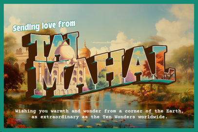 Postcard Design Maker with an Illustration of the Taj Mahal 6764h